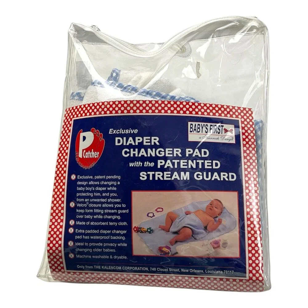Baby Boy Pee Blocker Shield and Changing Pad Velcro Closure Trains 2-Piece Set
